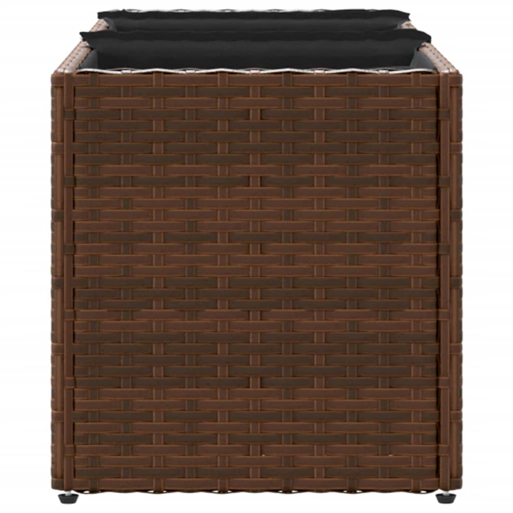Fioriera da Giardino con 3 Vasi Marrone 105x30x32 cm Polyrattan