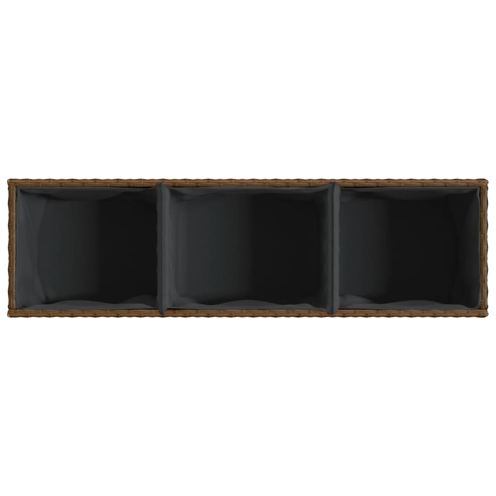 Fioriera da Giardino con 3 Vasi Marrone 105x30x32 cm Polyrattan
