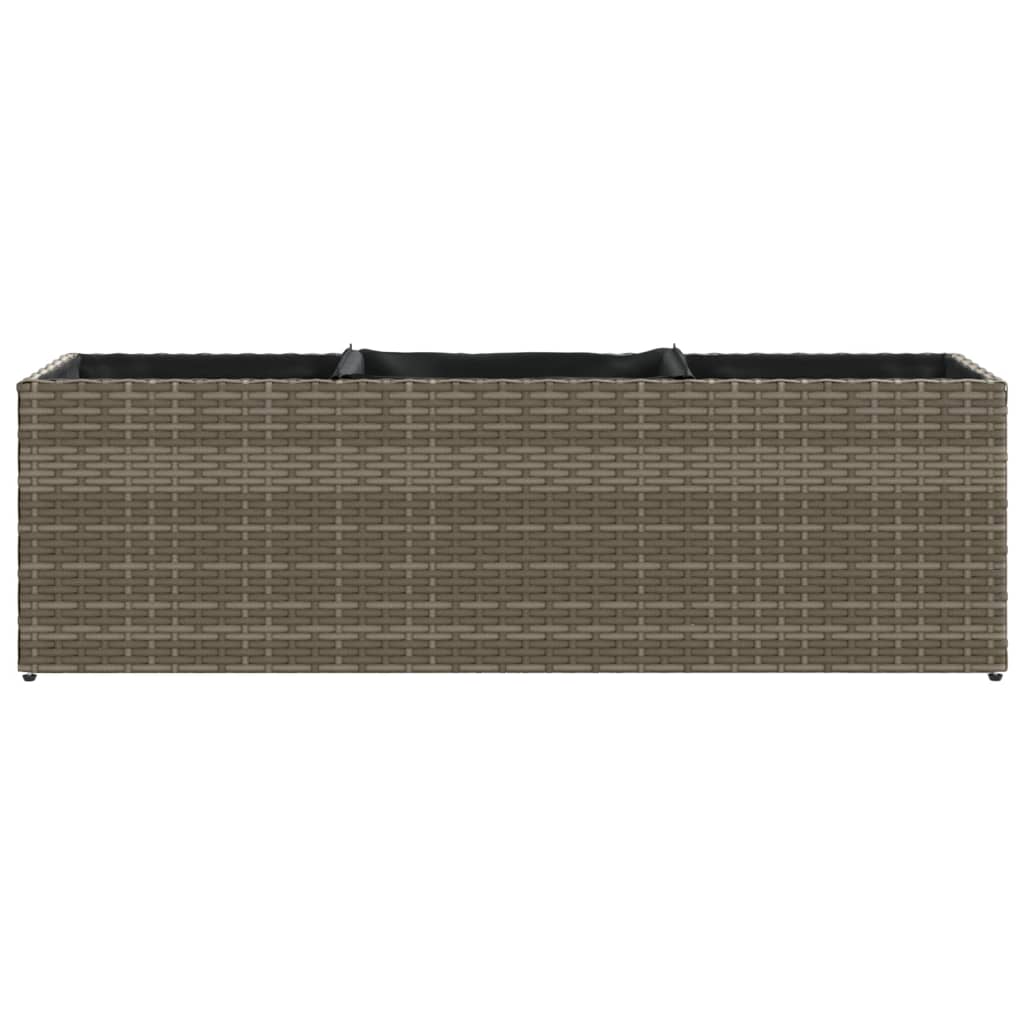 Fioriera da Giardino con 3 Vasi Grigia 105x30x32 cm Polyrattan