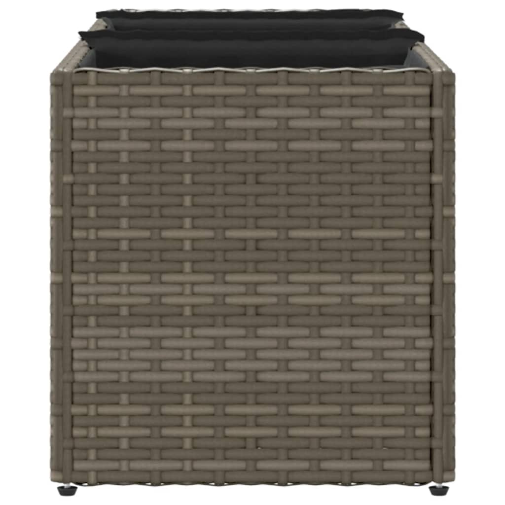 Fioriera da Giardino con 3 Vasi Grigia 105x30x32 cm Polyrattan