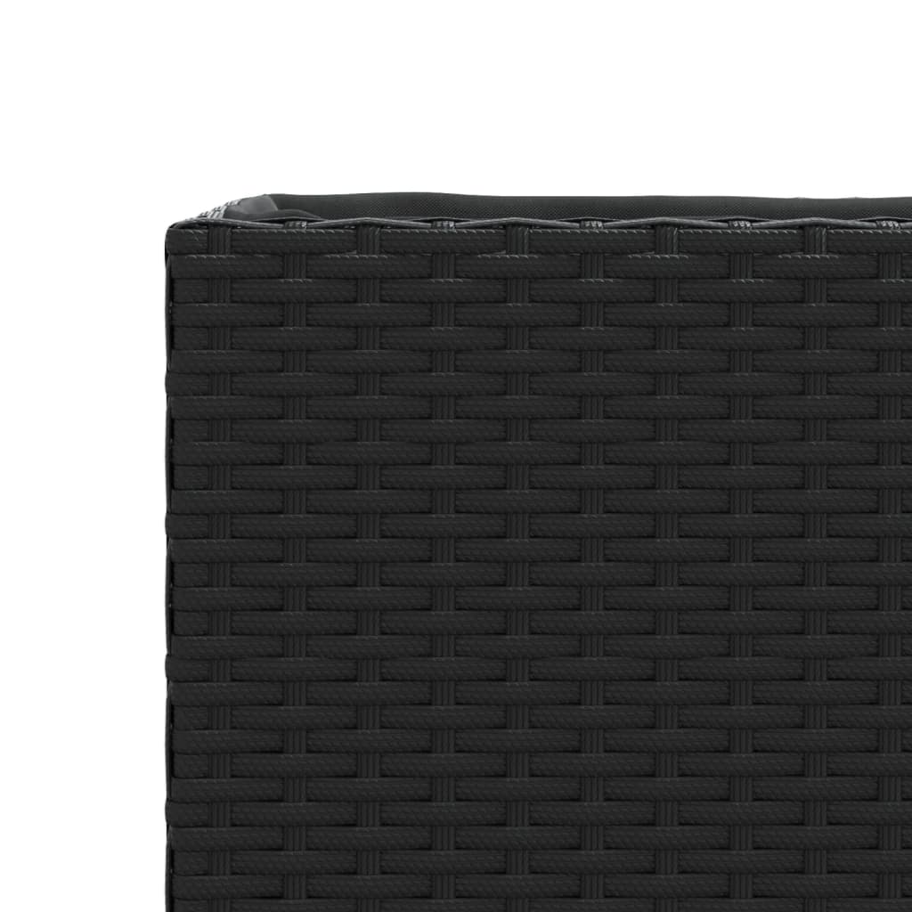 Fioriera con Ruote e 3 Vasi Nera 107x32x38 cm in Polyrattan