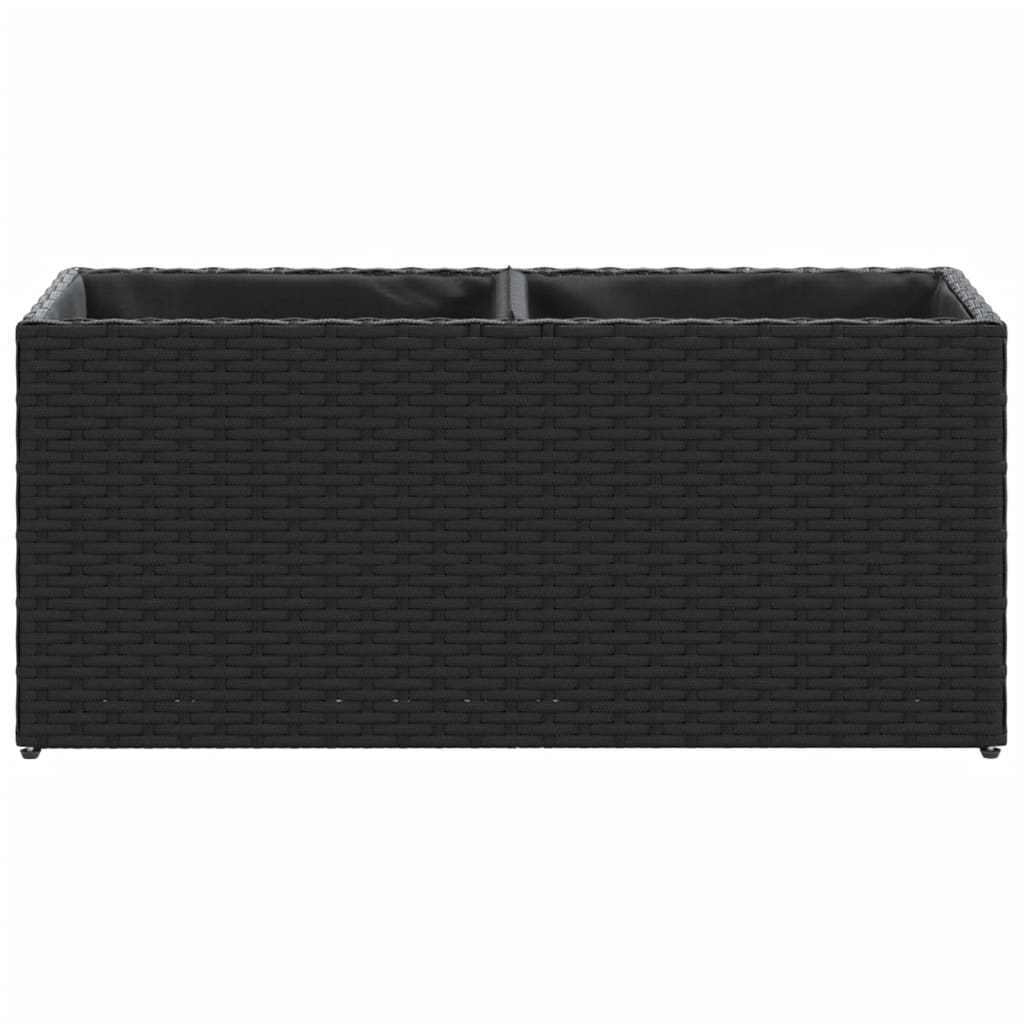 Fioriera da Giardino con 2 Vasi Nera 72x30x32 cm in Polyrattan