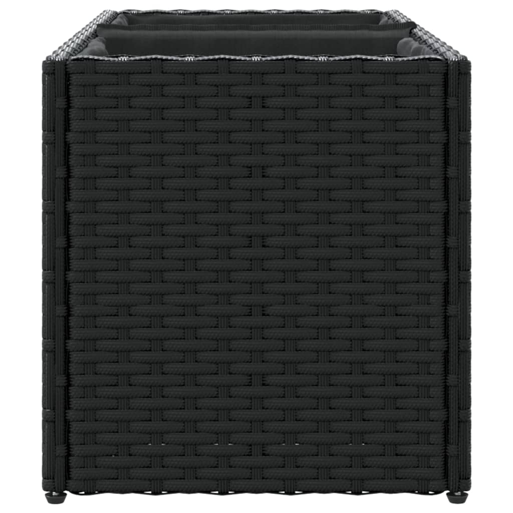 Fioriera da Giardino con 2 Vasi Nera 72x30x32 cm in Polyrattan