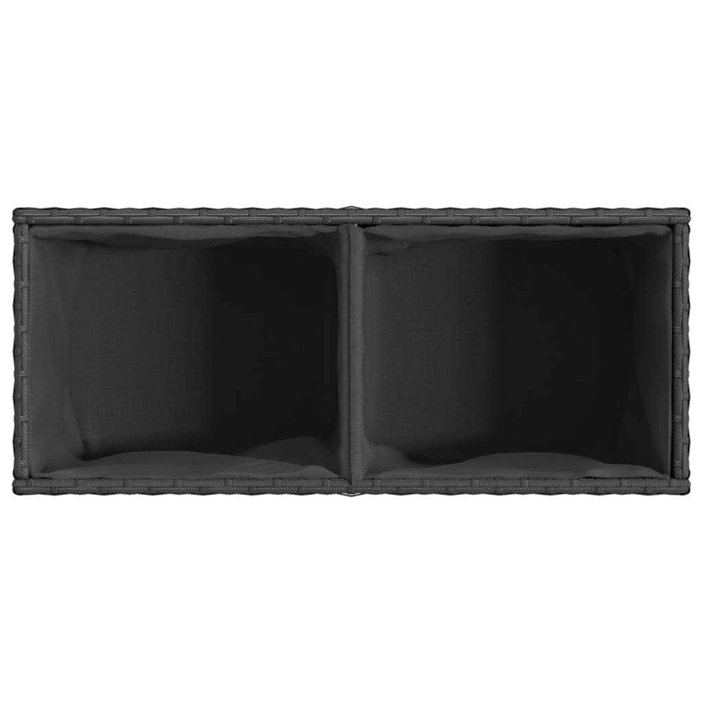 Fioriera da Giardino con 2 Vasi Nera 72x30x32 cm in Polyrattan