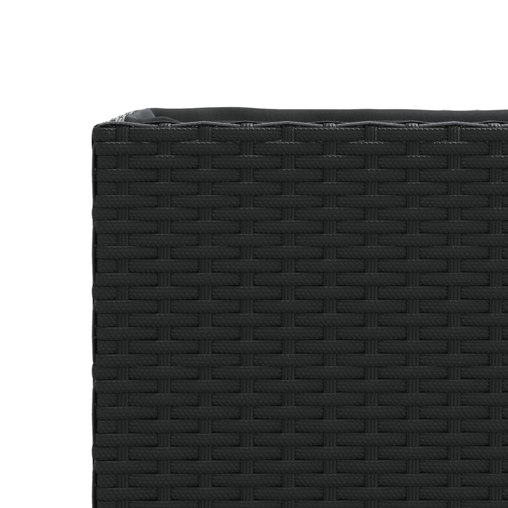 Fioriera da Giardino con 2 Vasi Nera 72x30x32 cm in Polyrattan