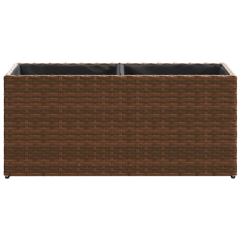 Fioriera da Giardino con 2 Vasi Marrone 72x30x32 cm Polyrattan