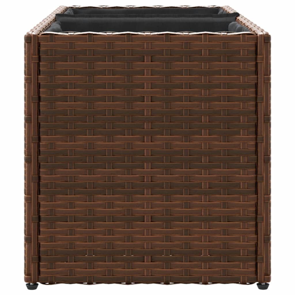 Fioriera da Giardino con 2 Vasi Marrone 72x30x32 cm Polyrattan