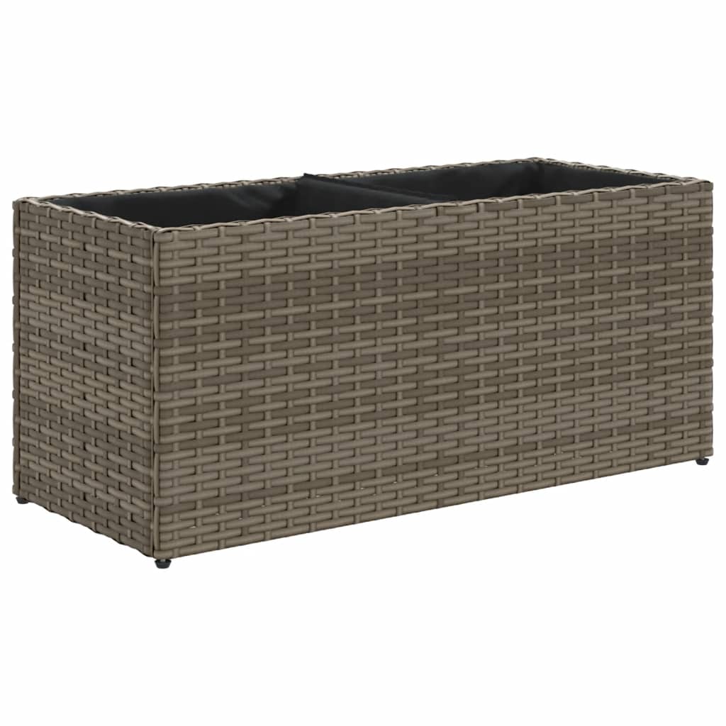 Fioriera da Giardino con 2 Vasi Grigia 72x30x32 cm Polyrattan