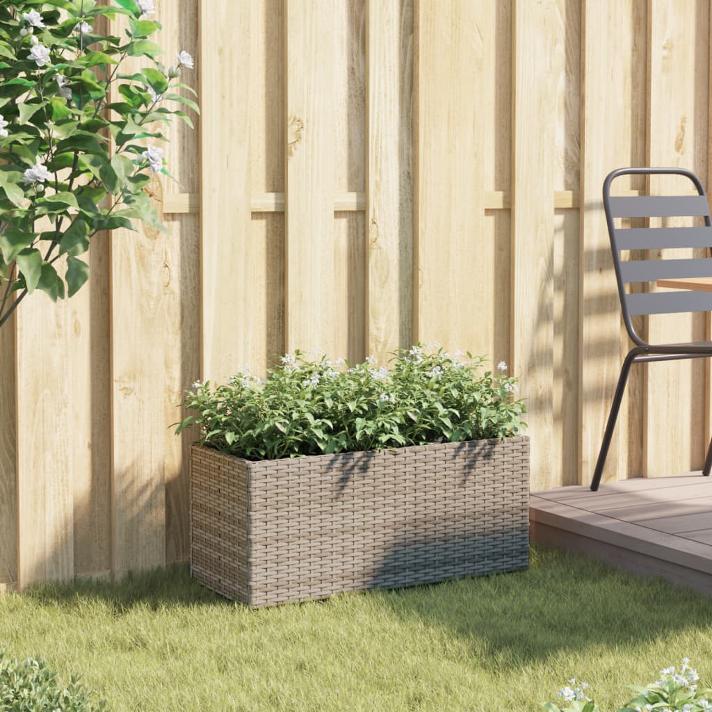 Fioriera da Giardino con 2 Vasi Grigia 72x30x32 cm Polyrattan