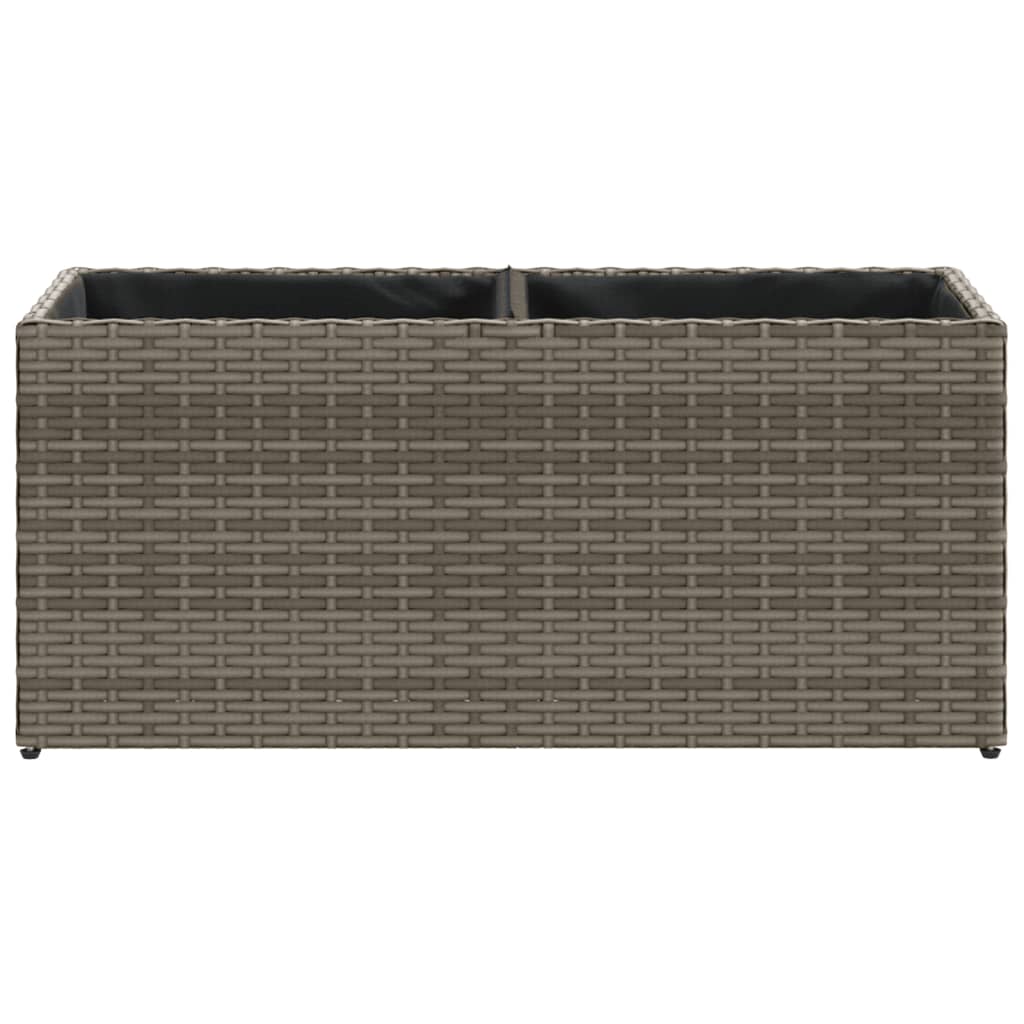 Fioriera da Giardino con 2 Vasi Grigia 72x30x32 cm Polyrattan