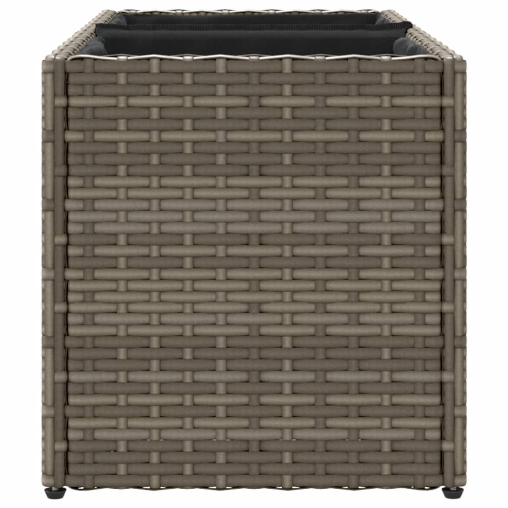 Fioriera da Giardino con 2 Vasi Grigia 72x30x32 cm Polyrattan