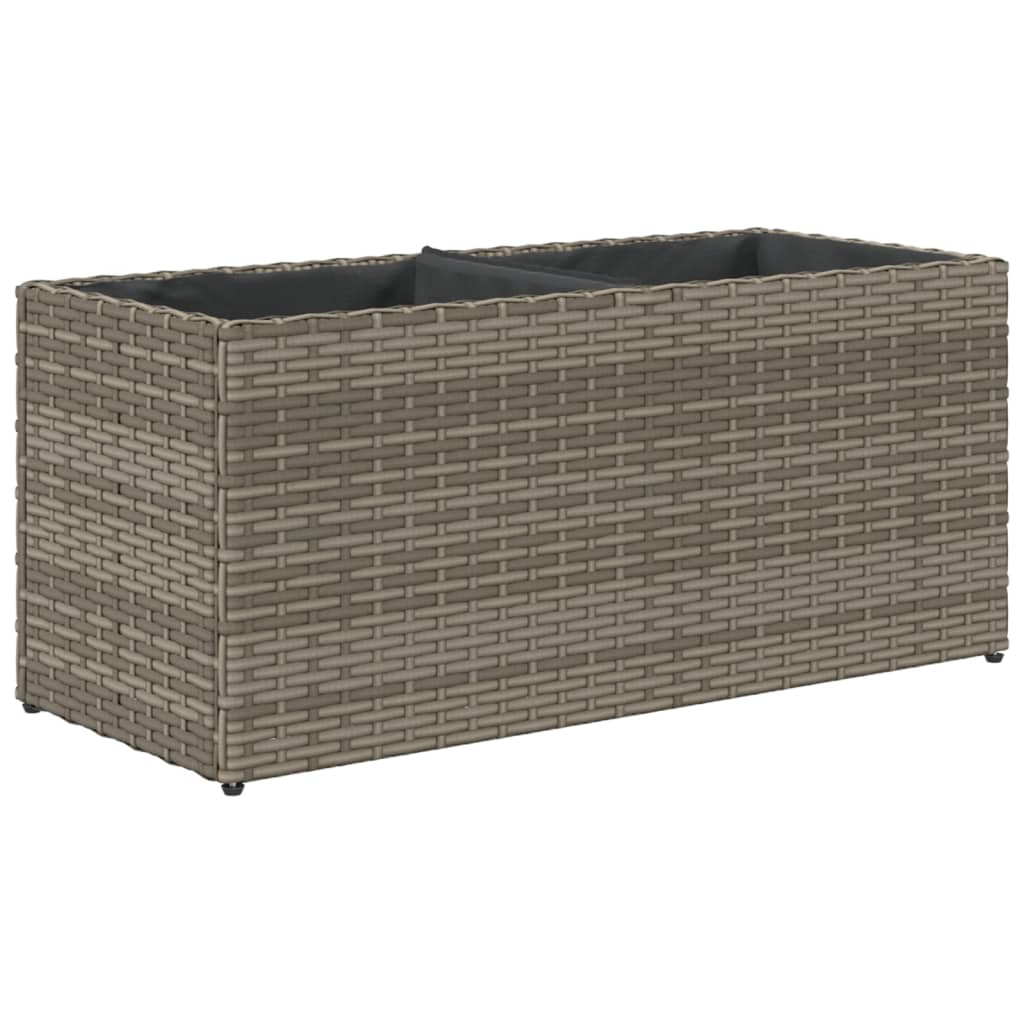 Fioriera da Giardino con 2 Vasi Grigia 72x30x32 cm Polyrattan
