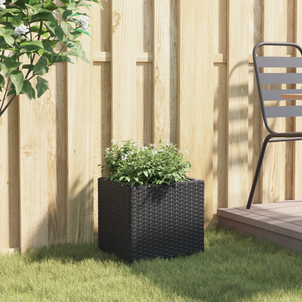 Fioriera da Giardino Nera 36x30x32 cm in Polyrattan