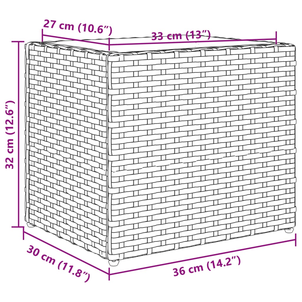 Fioriera da Giardino Grigia 36x30x32 cm in Polyrattan