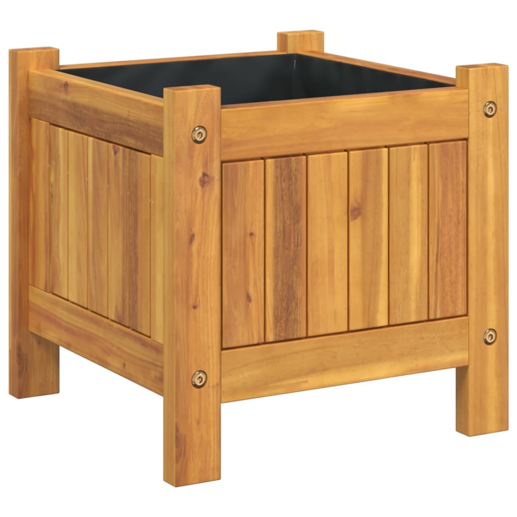 Fioriera Giardino con Rivestimento 31x31x30 cm Massello Acacia