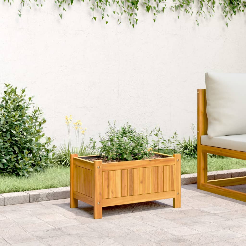 Fioriera Giardino con Rivestimento 54x31x30 cm Massello Acacia