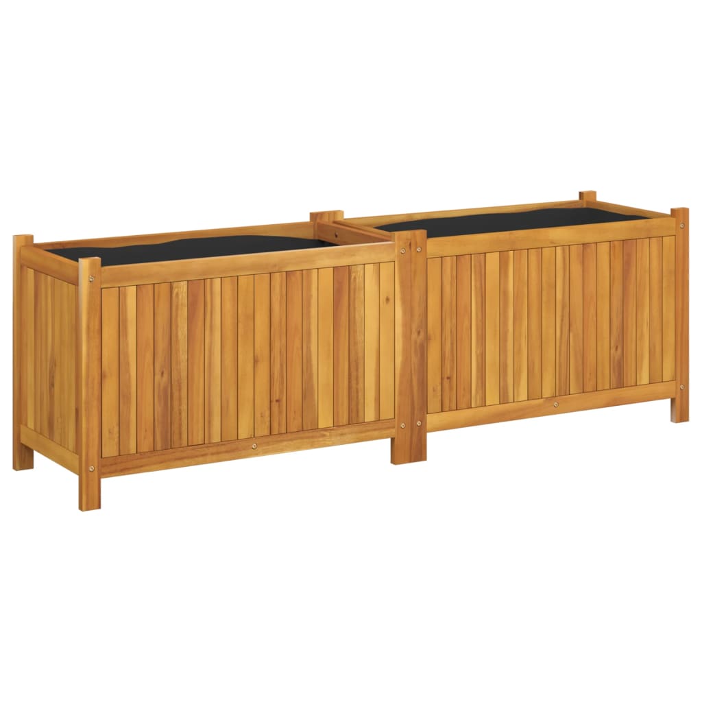Fioriera Giardino con Rivestimento 153x38,5x50 Massello Acacia