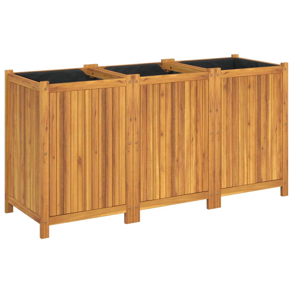 Fioriera Giardino con Rivestimento 150x50x75 cm Massello Acacia