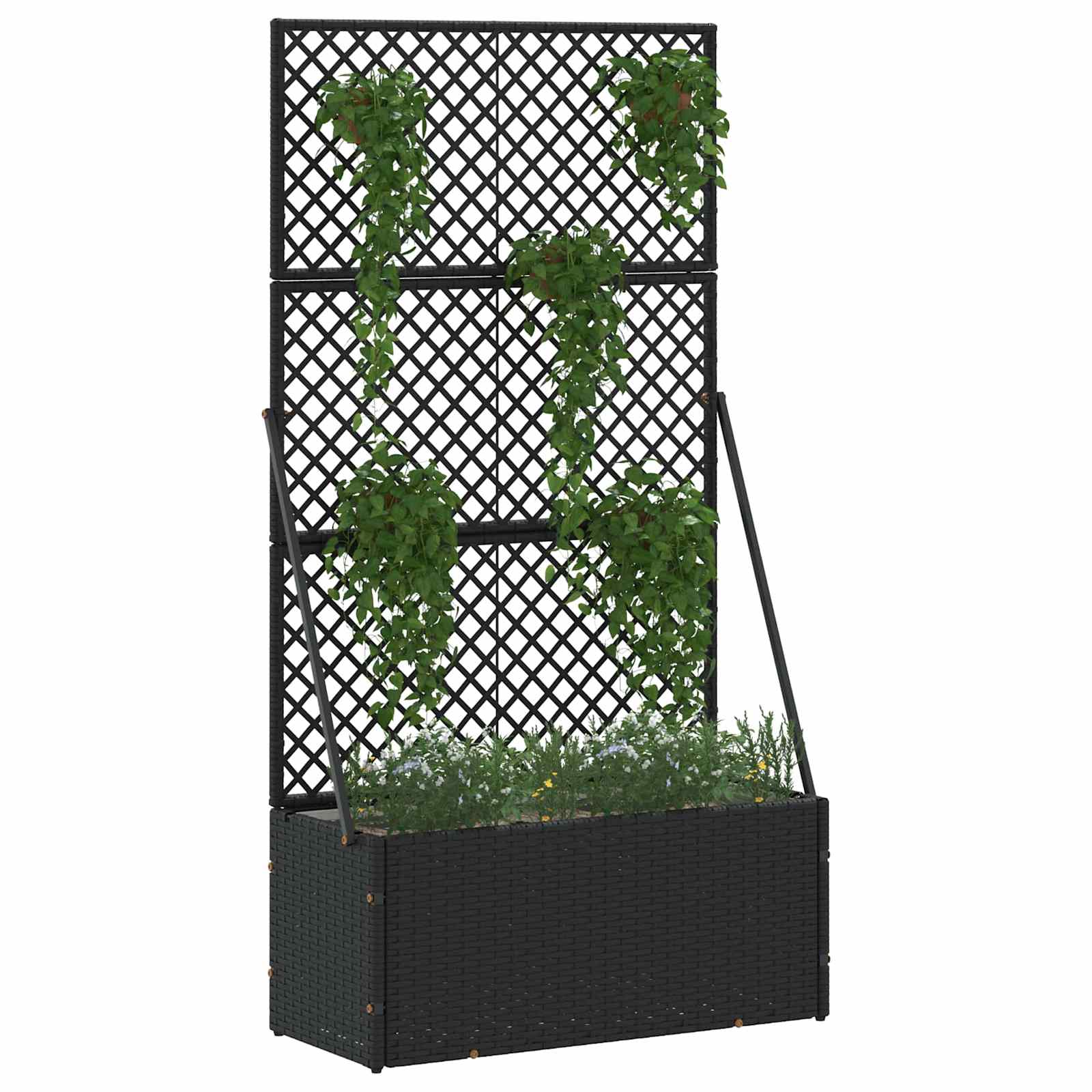 Fioriera a traliccio da giardino Nero 70 x 30 x 135 cm Metallo