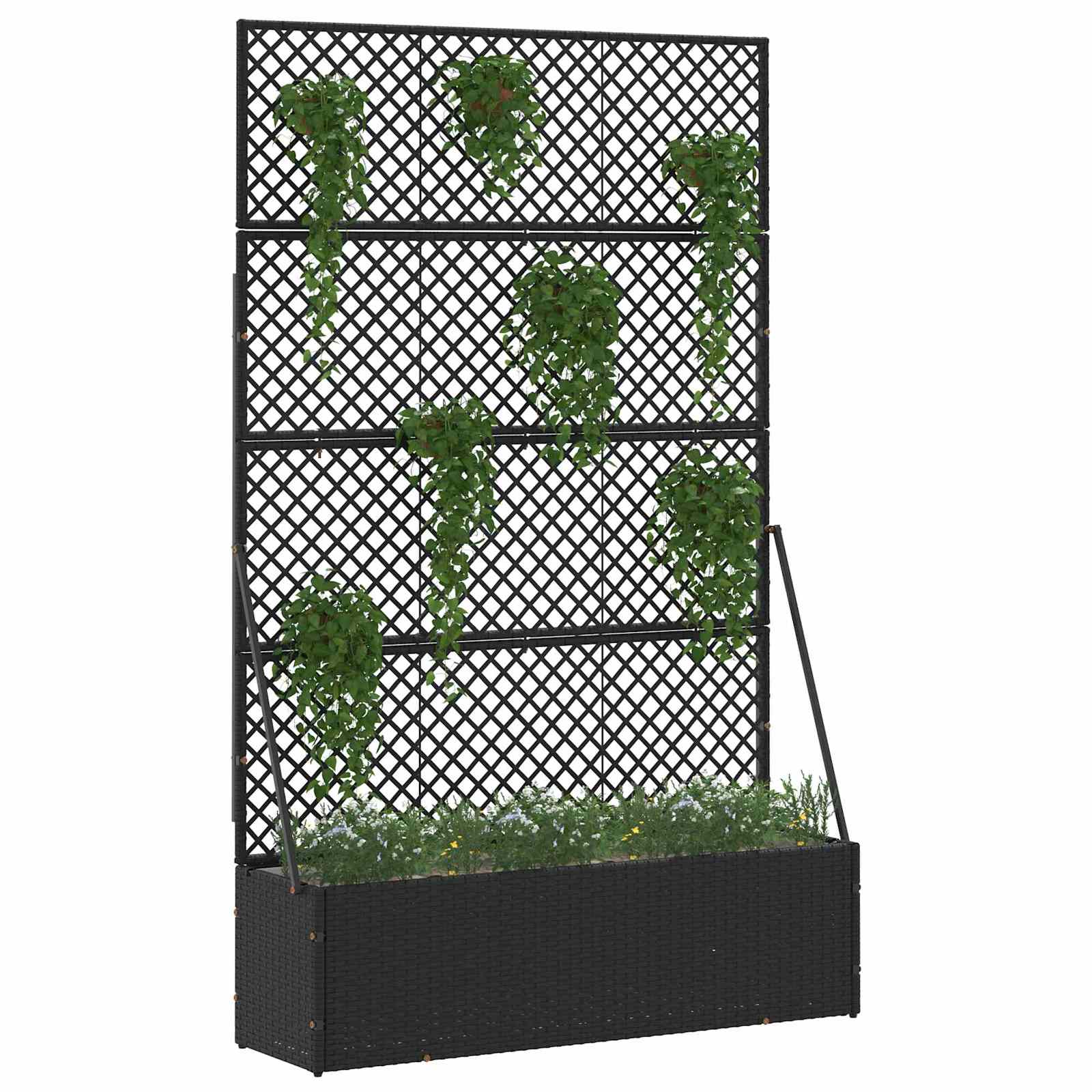 Fioriera a traliccio da giardino Nero 105 x 30 x 170 cm Metallo