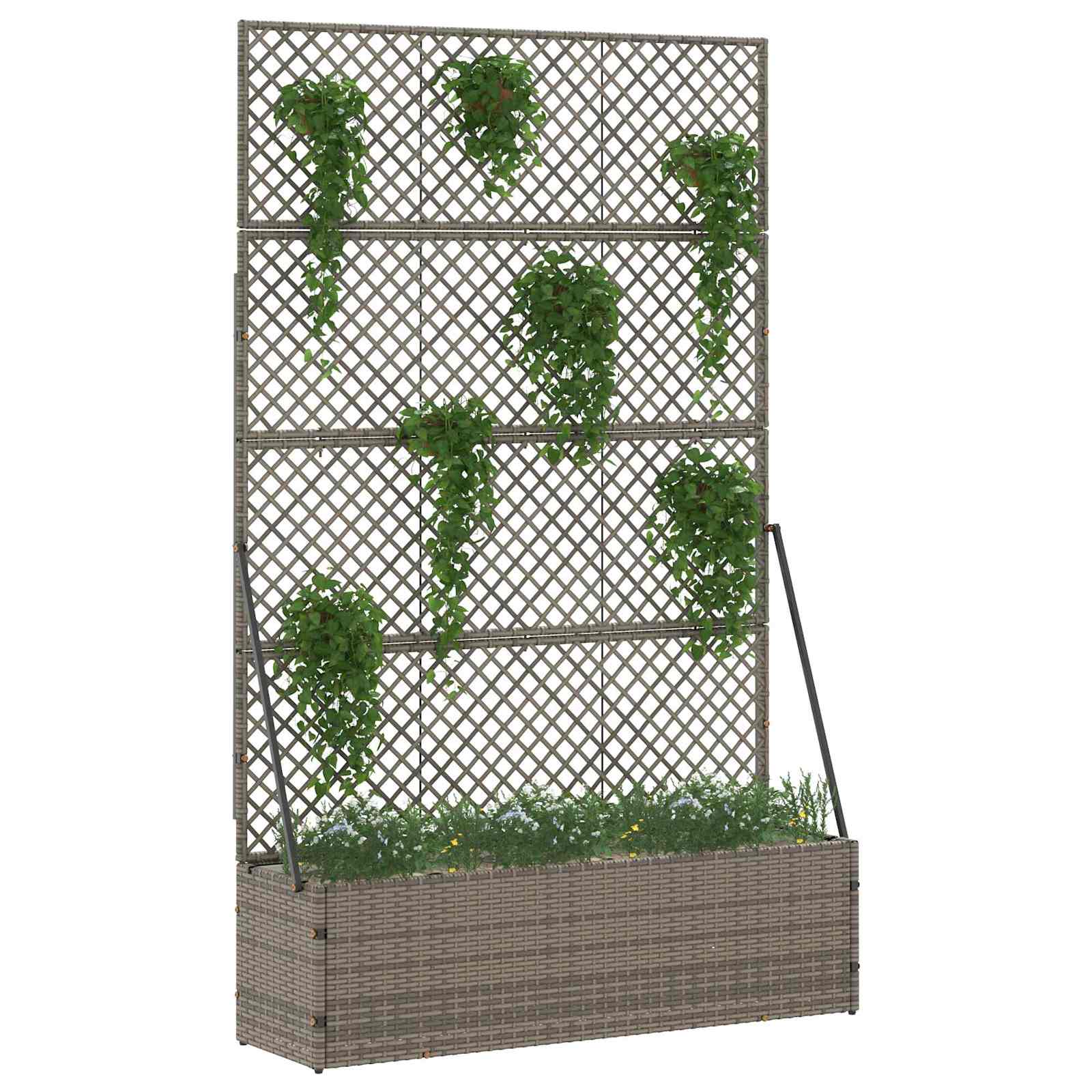 Fioriera a traliccio da giardino Grigio 105 x 30 x 170 cm