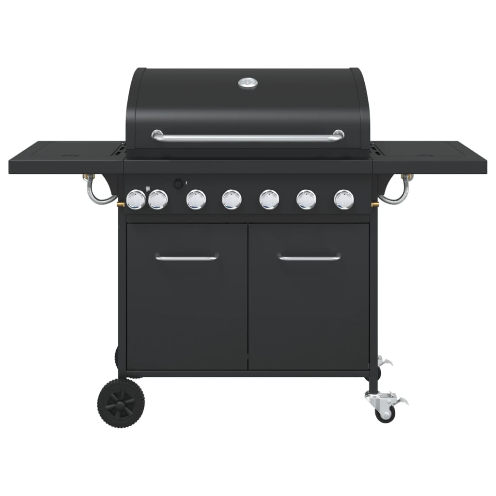 Griglia Barbecue a Gas con 7 Bruciatori Nero in Acciaio