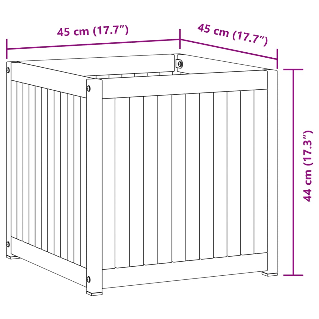 Fioriera da Giardino 45x45x44 cm in Legno Massello di Acacia