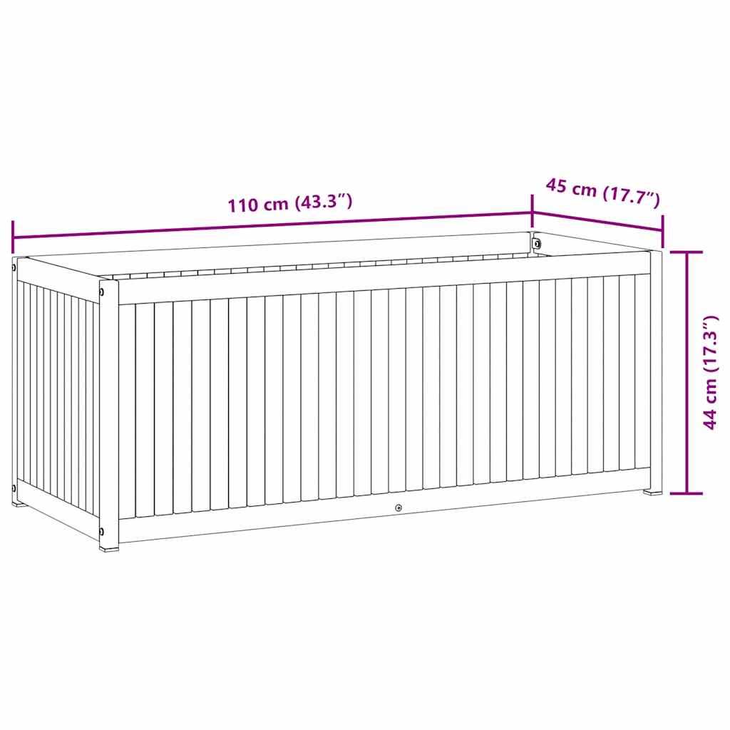 Fioriera da Giardino 110x45x44 cm in Legno Acacia e Acciaio