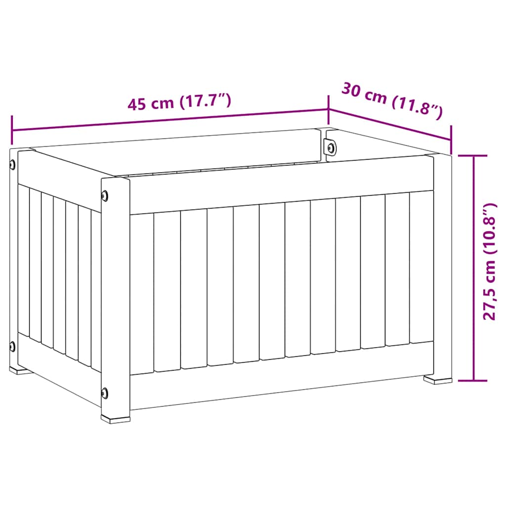 Fioriera da Giardino 45x30x27,5 cm in Legno Massello di Acacia