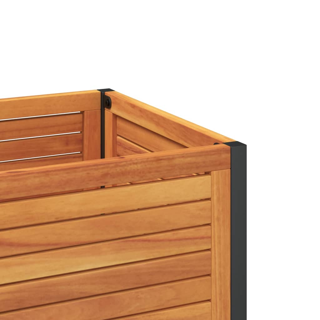 Fioriera con Ripiano 45x45x80 cm in Legno Acacia e Acciaio