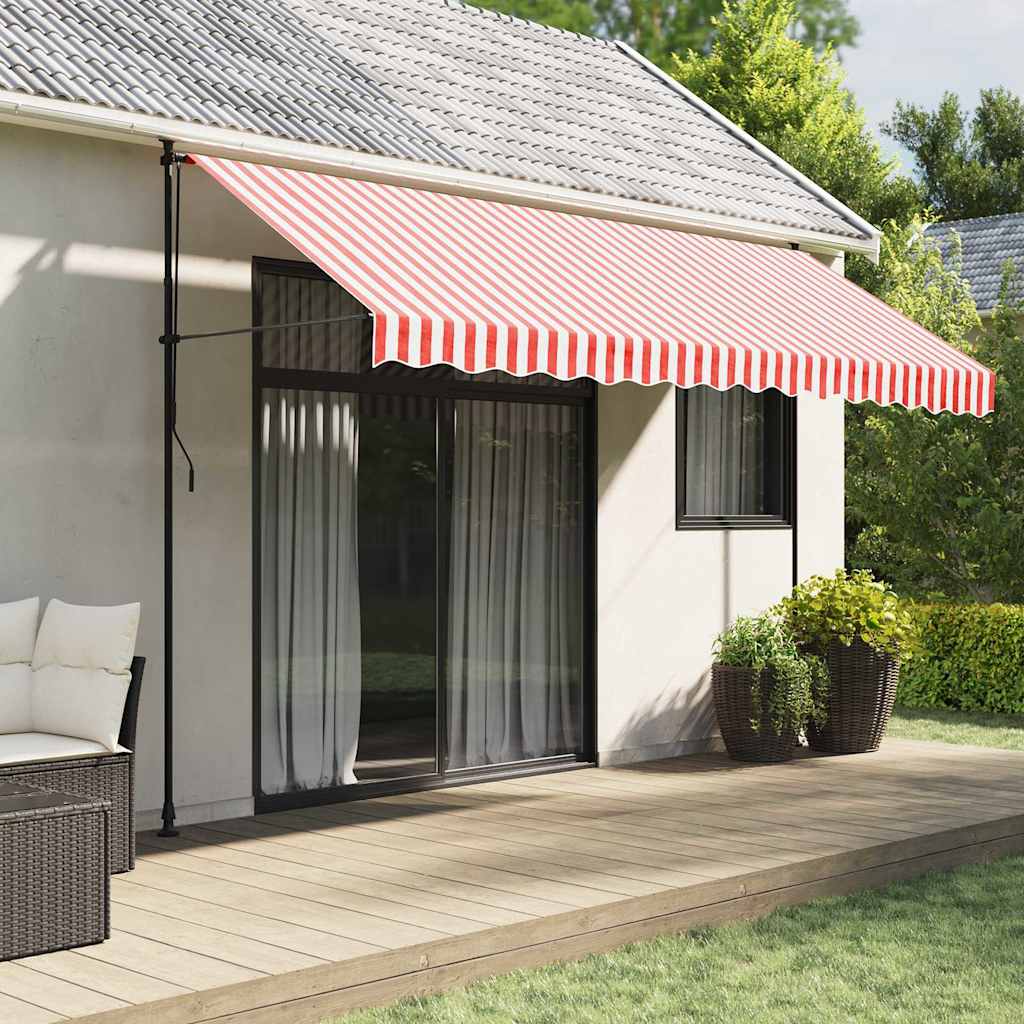 Tessuto di Ricambio per Tenda da Sole Rosso e Bianco 400x350 cm Poliestere