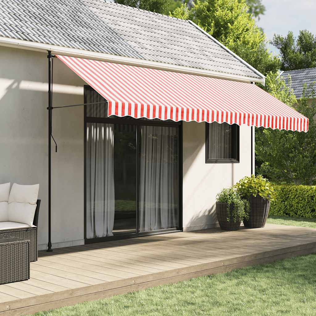 Tessuto di Ricambio per Tenda da Sole Rosso e Bianco 450x350 cm Poliestere