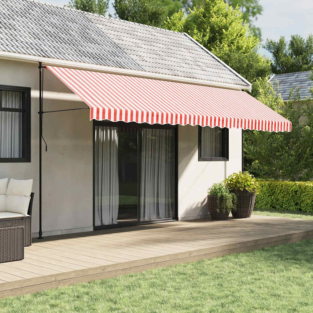 Tessuto di Ricambio per Tenda da Sole Rosso e Bianco 500x300 cm Poliestere