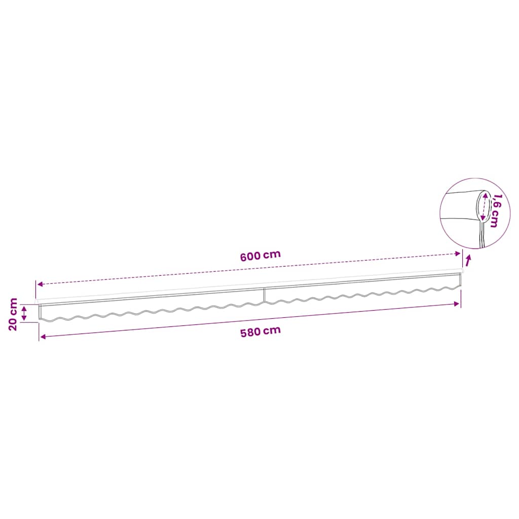Tessuto di Ricambio Mantovana Tenda Strisce Antracite 600 cm