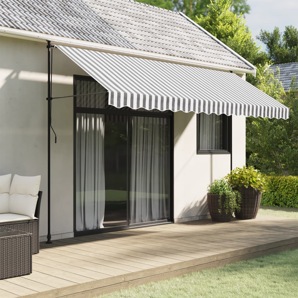 Tessuto Ricambio Mantovana Tenda Strisce Antracite e Bianche 400 cm