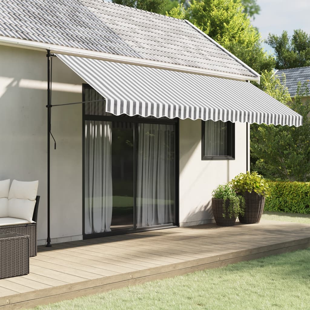 Tessuto Ricambio Mantovana Tenda Strisce Antracite Bianche 450 cm