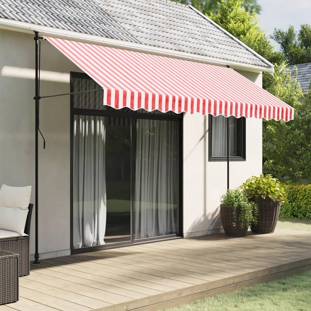 Tessuto Ricambio per Mantovana Tenda Righe Rosse Bianche 350 cm