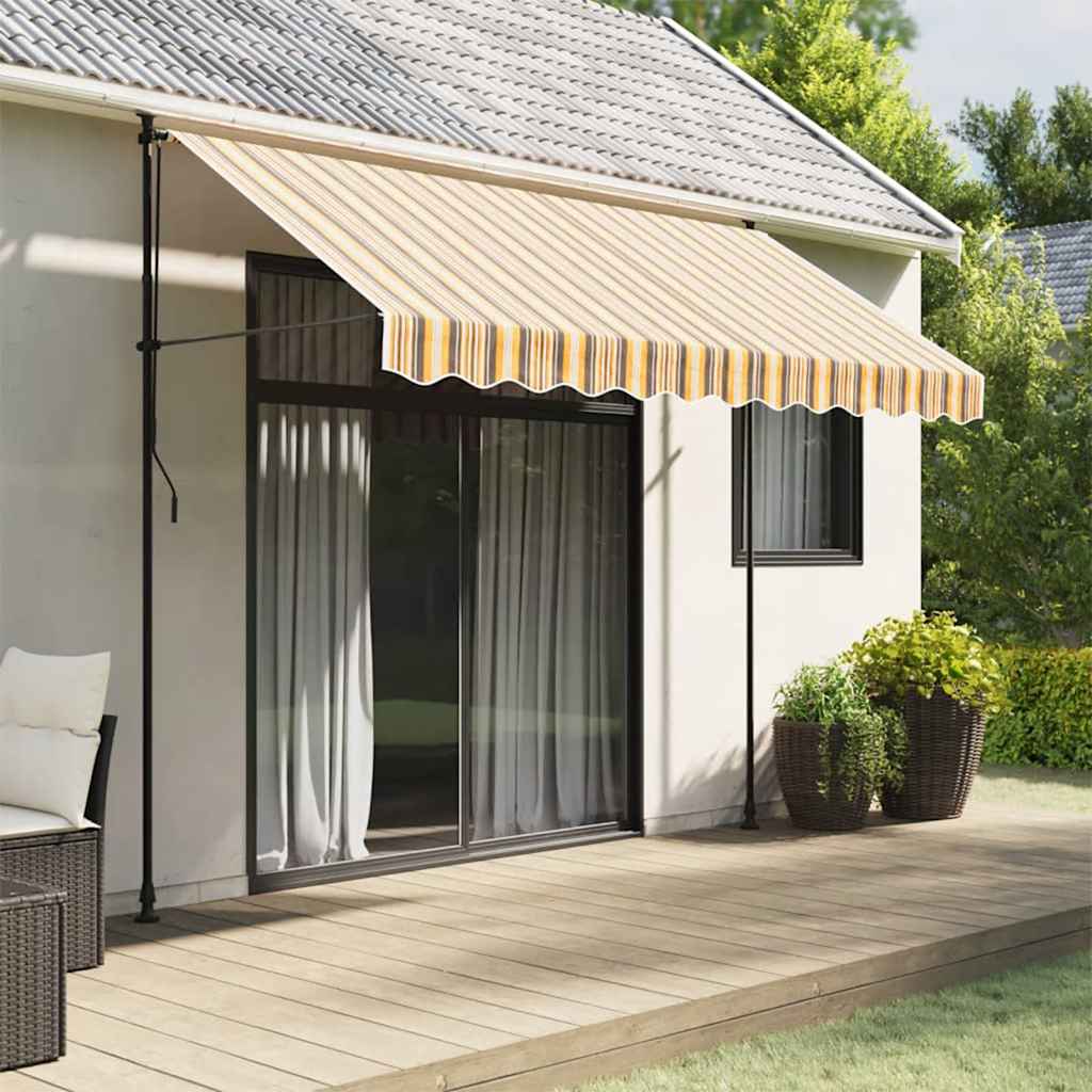 Tessuto Ricambio per Mantovana Tenda Righe Giallo e Grigio 300 cm