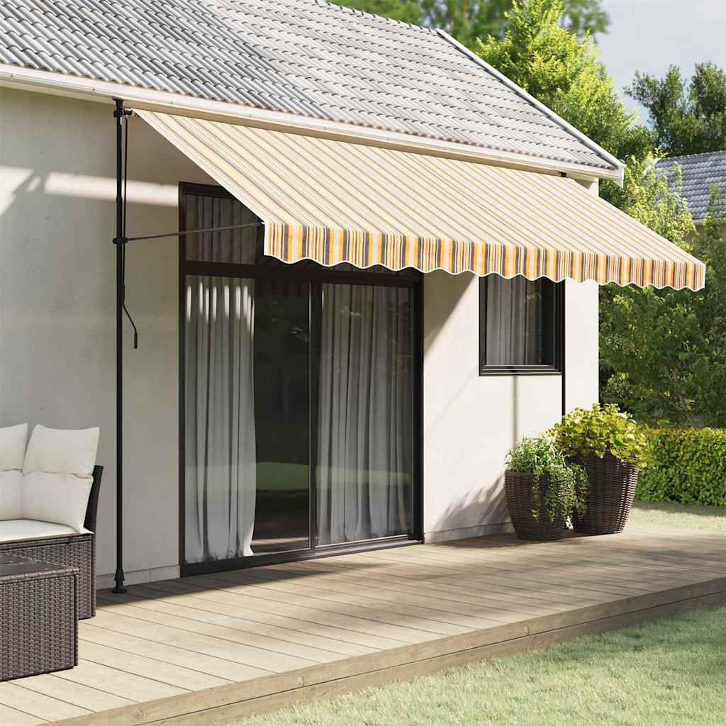 Tessuto Ricambio per Mantovana Tenda Righe Giallo e Grigio 400 cm