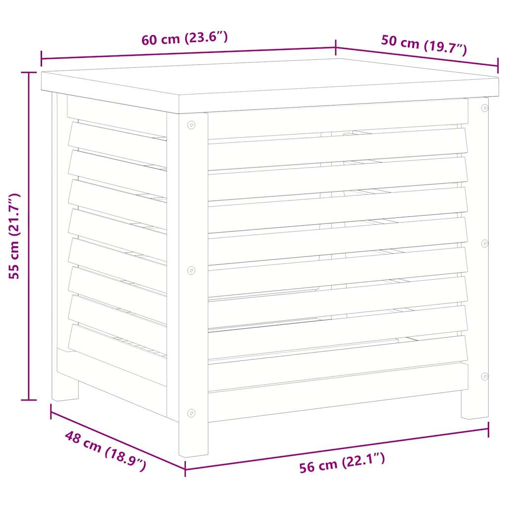 Contenitore da Giardino 60x50x55 cm Legno Massello di Eucalipto
