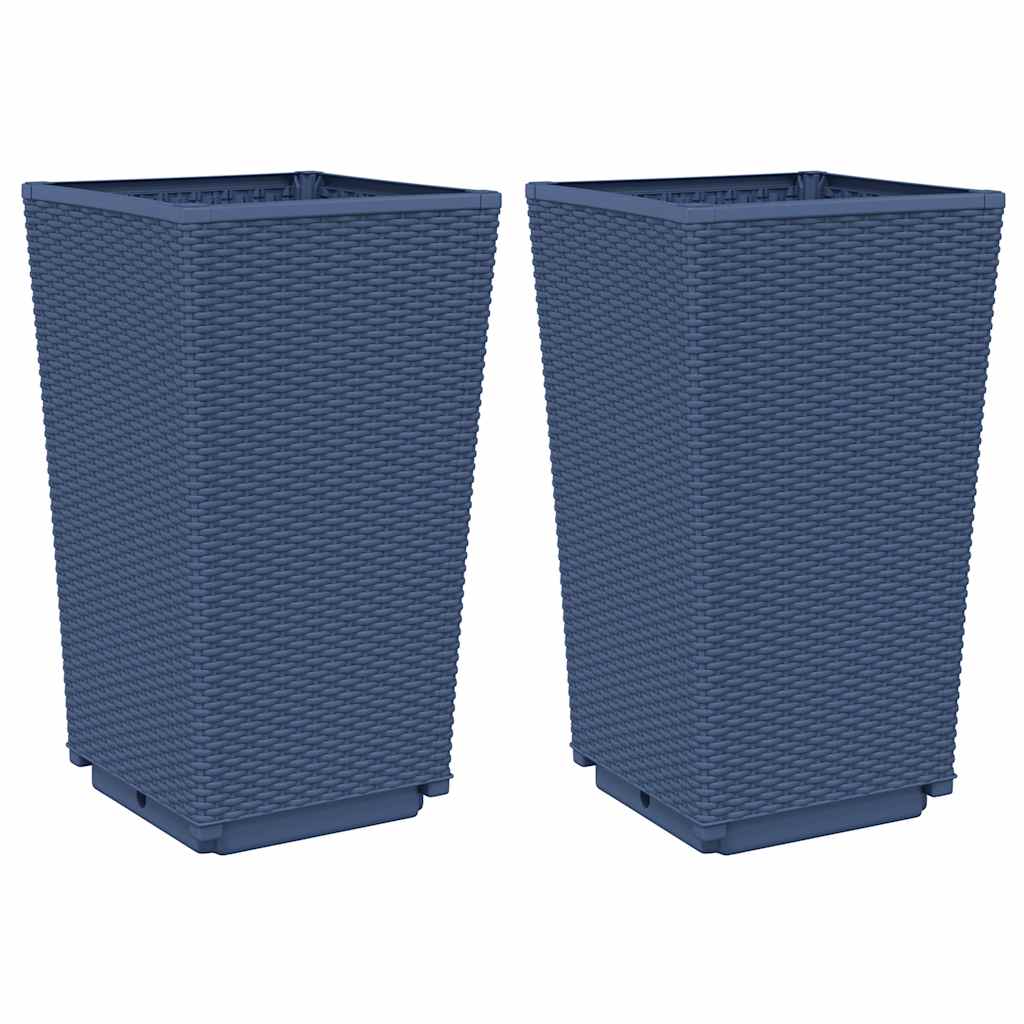 Fioriere da Giardino 2 pz Grigio Blu 32,5x32,5x57 cm in PP