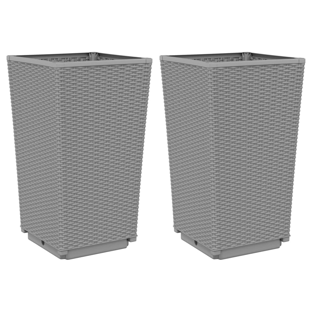 Fioriere da Giardino 2 pz Grigio Chiaro 32,5x32,5x57 cm in PP