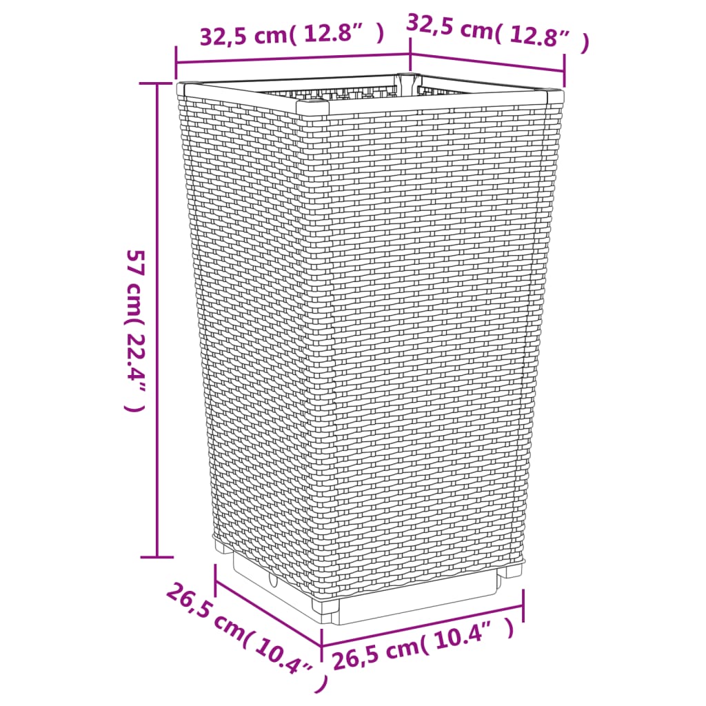 Fioriere da Giardino 2 pz Grigio Chiaro 32,5x32,5x57 cm in PP