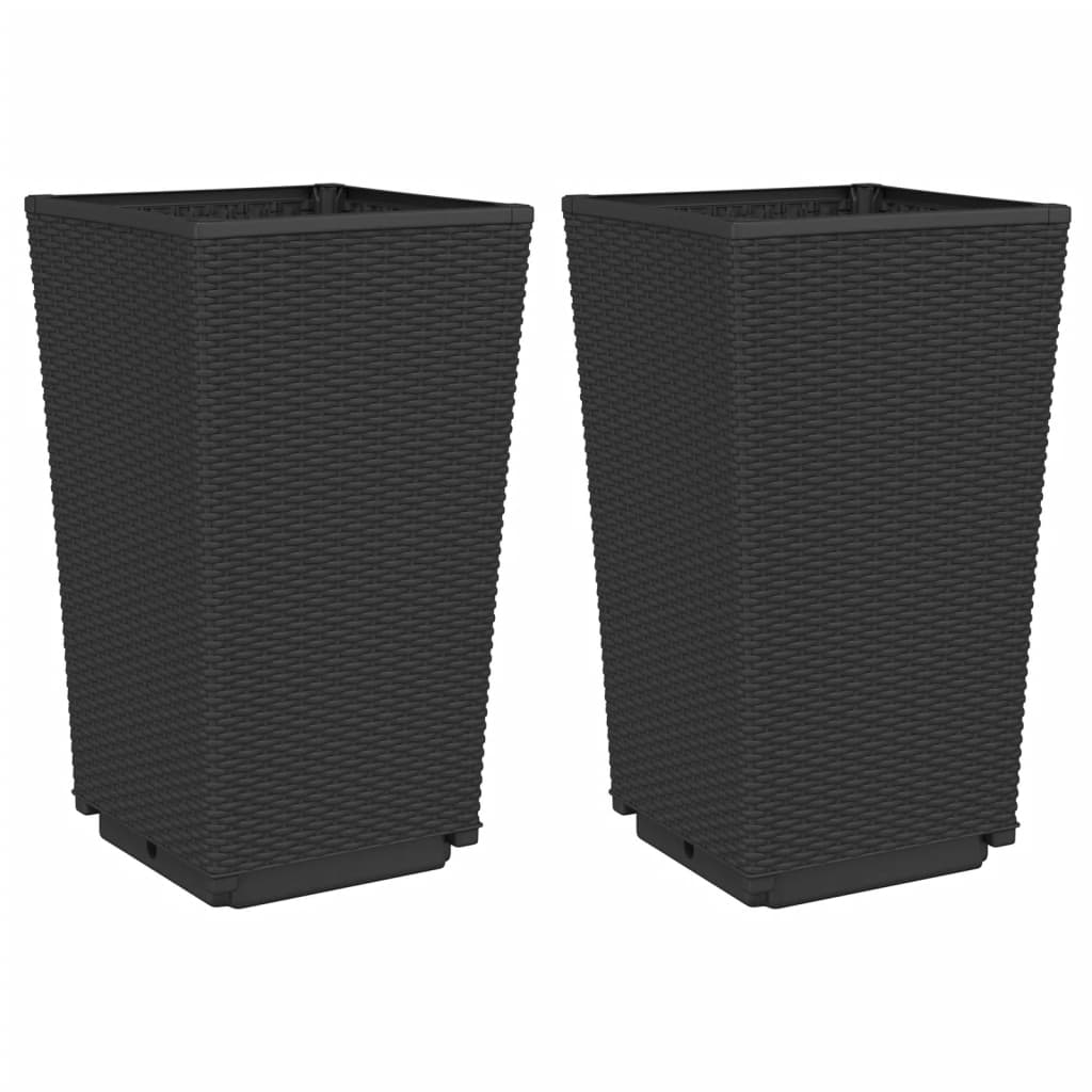Fioriere da Giardino 2 pz Nere 32,5x32,5x57 cm in PP