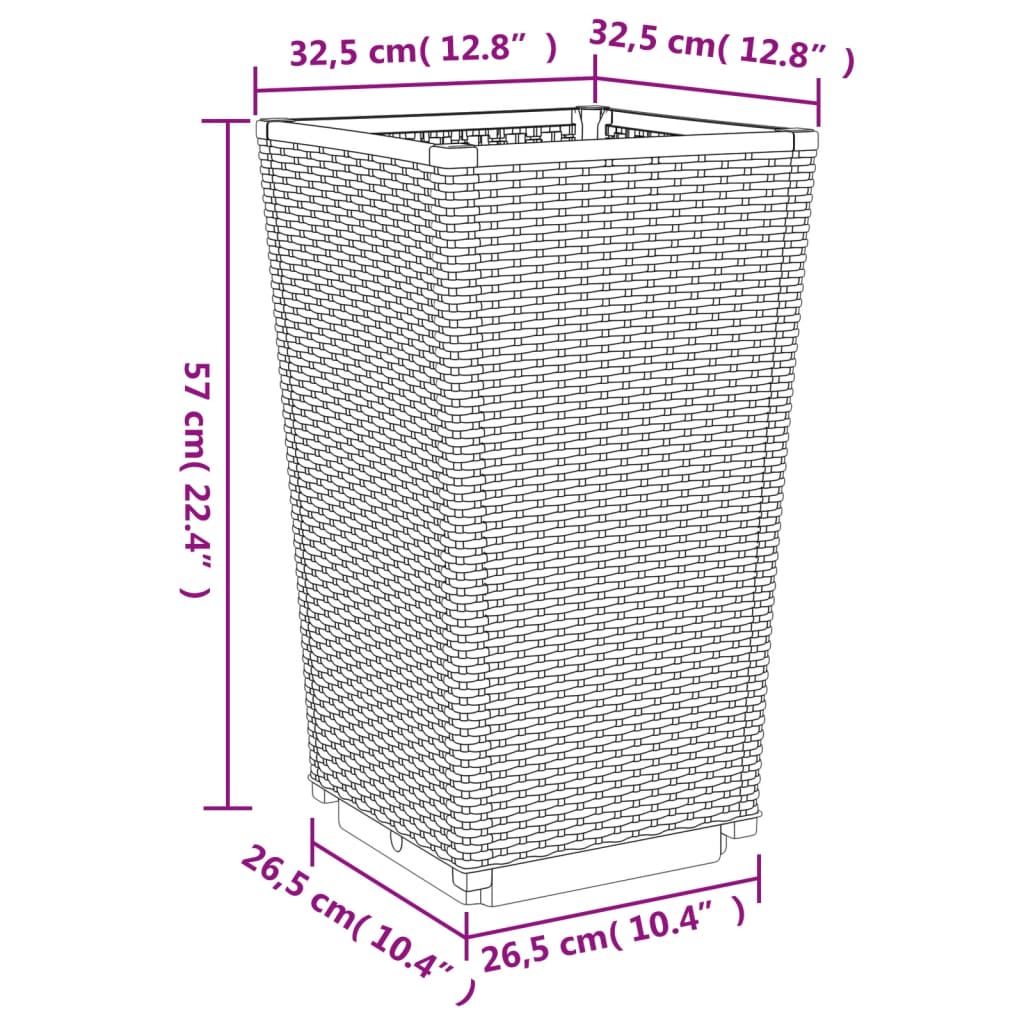 Fioriere da Giardino 2 pz Nere 32,5x32,5x57 cm in PP