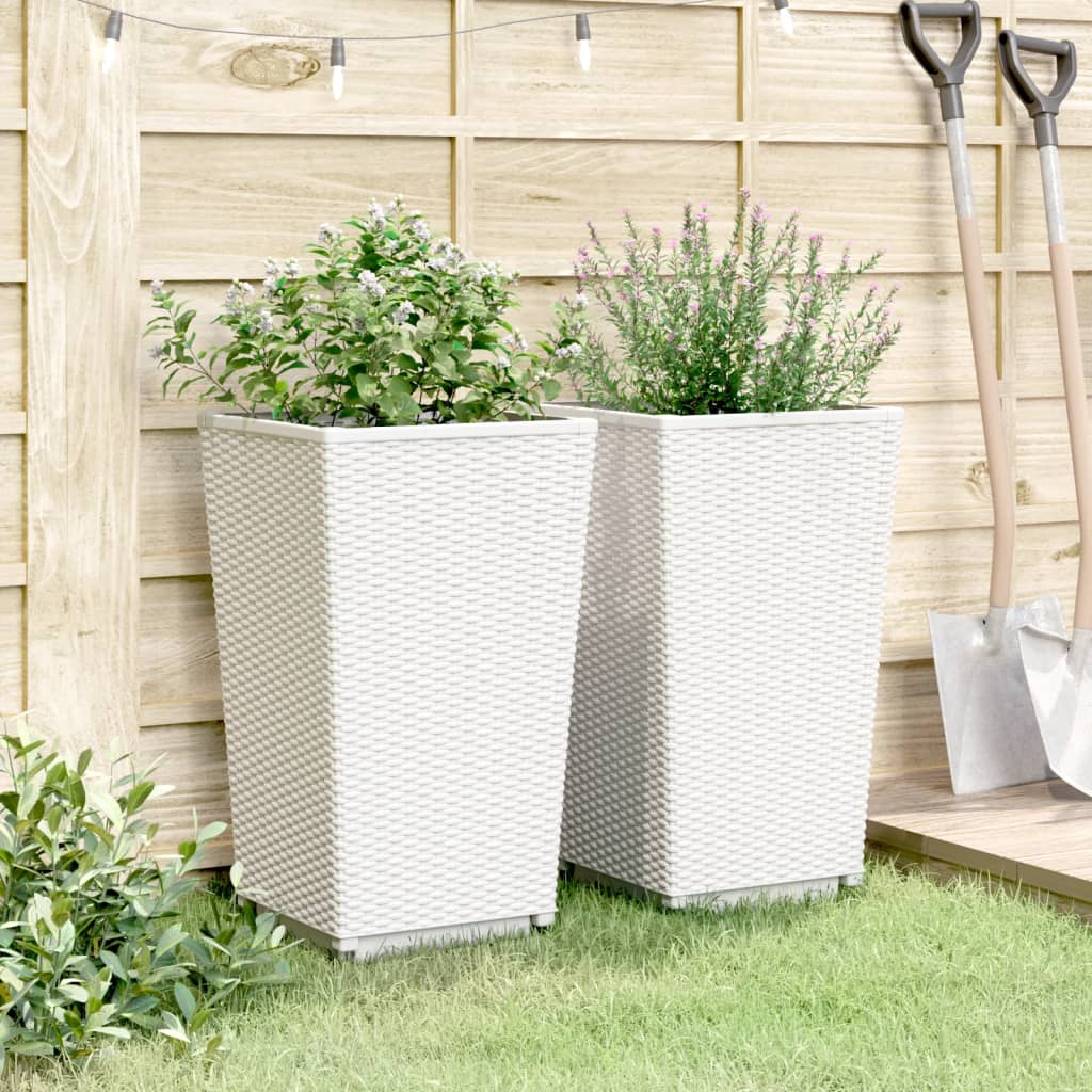Fioriere da Giardino 2 pz Bianche 32,5x32,5x57 cm in PP