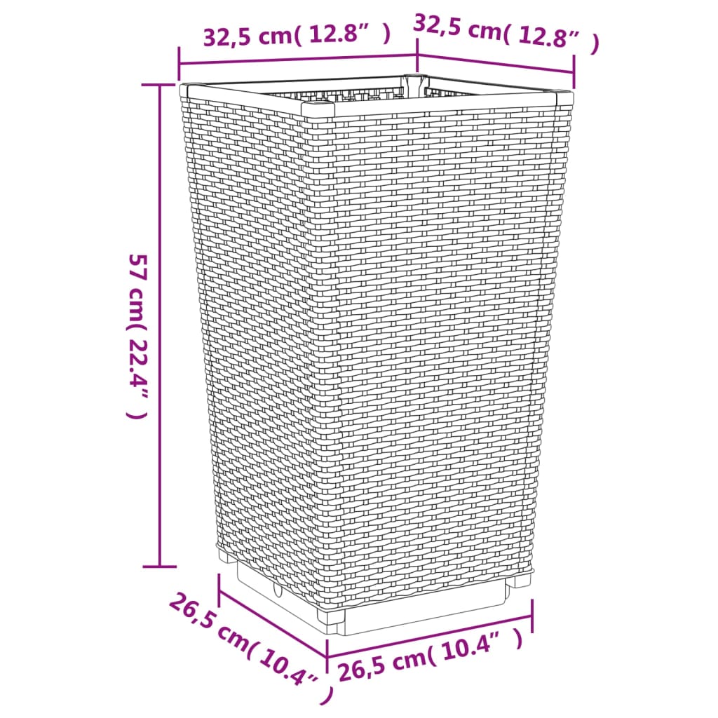 Fioriere da Giardino 2 pz Bianche 32,5x32,5x57 cm in PP
