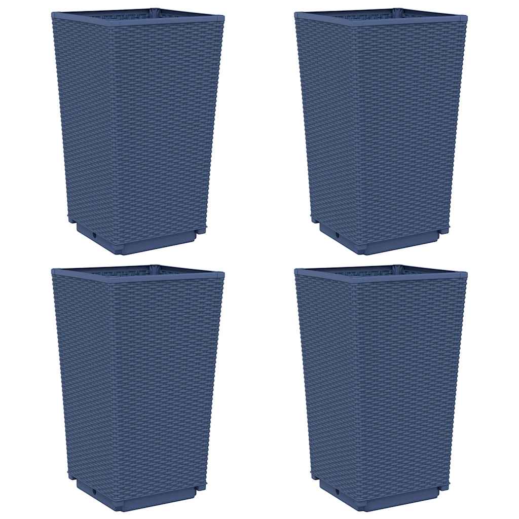 Fioriere da Giardino 4 pz Grigio Blu 32,5x32,5x57 cm in PP
