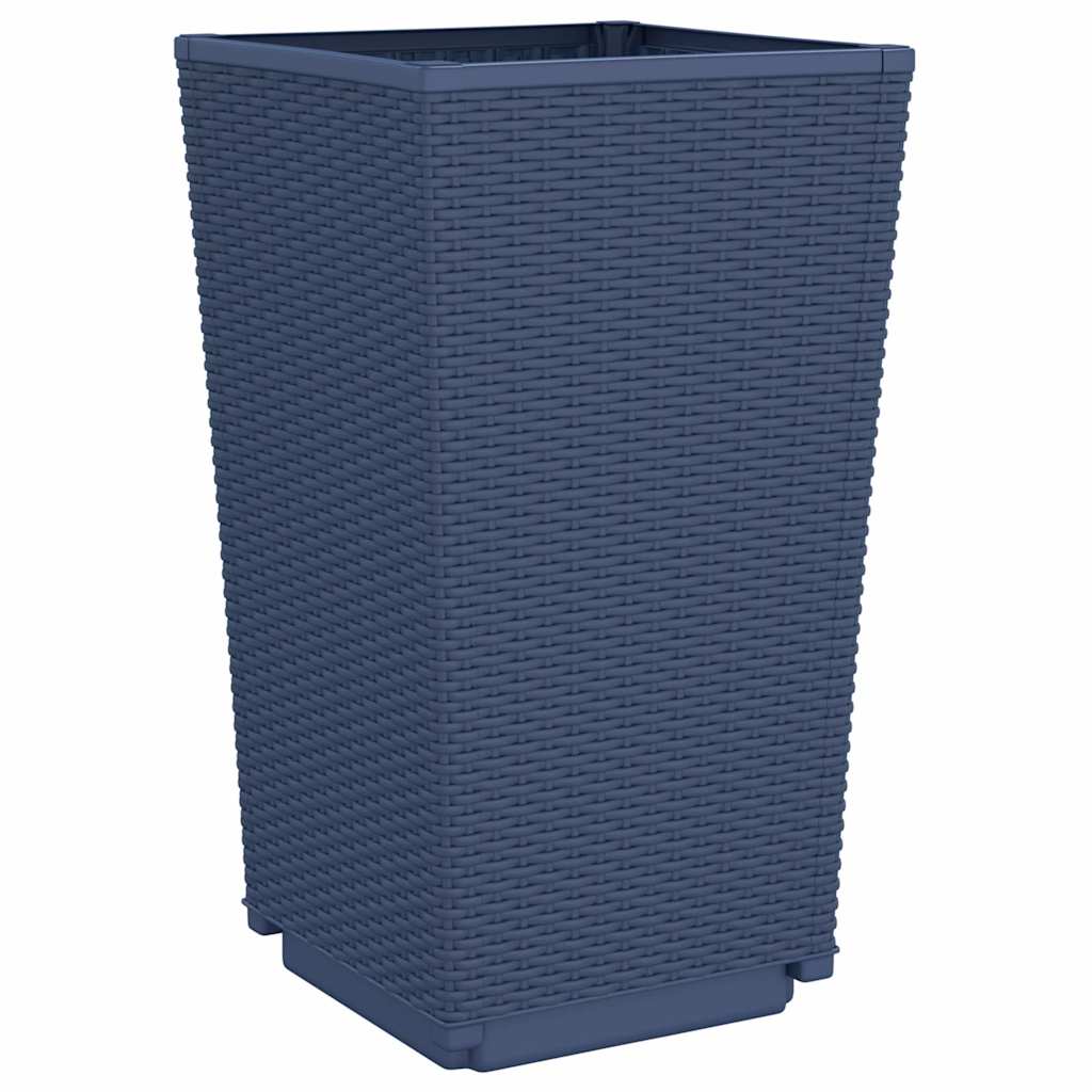 Fioriere da Giardino 4 pz Grigio Blu 32,5x32,5x57 cm in PP