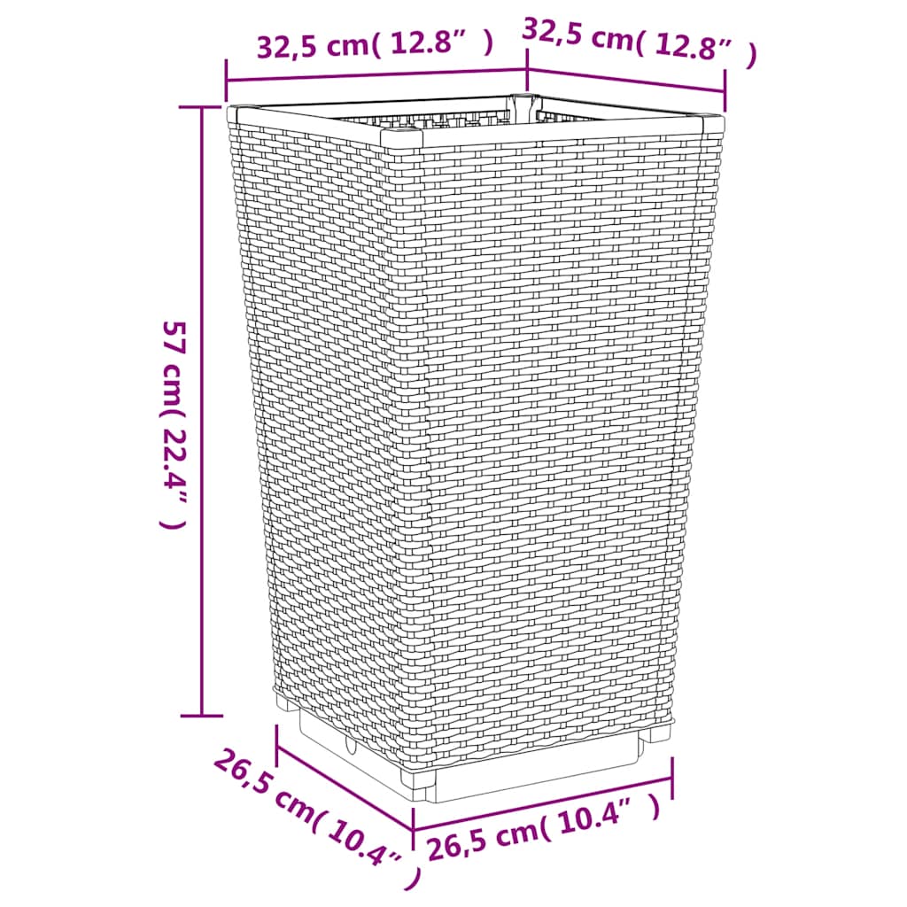 Fioriere da Giardino 4 pz Grigio Blu 32,5x32,5x57 cm in PP